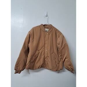 Amazon‎ Womens Padded Cropped Bomber Jacket, Camel Size L